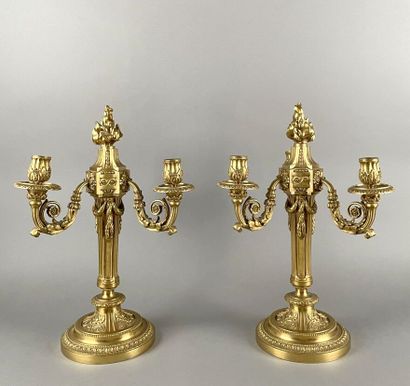 Pair of ormolu candelabras with three arms...