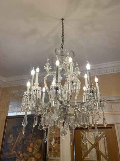 Cage chandelier with twelve arms of light...