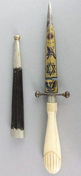 Small masonic dagger. 
Carved bone handle...