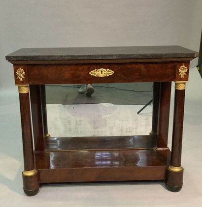 Mahogany and mahogany veneer console, gilded...