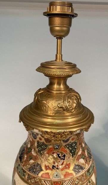 Pair of Satsuma porcelain vases, gilt bronze...