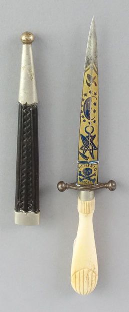 Small masonic dagger. 
Carved bone handle...