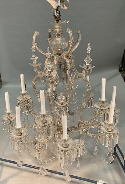 Cage chandelier with twelve arms of light...