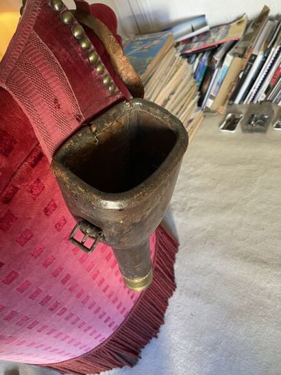 Pair of officer's fonts. 
Covered with brown...