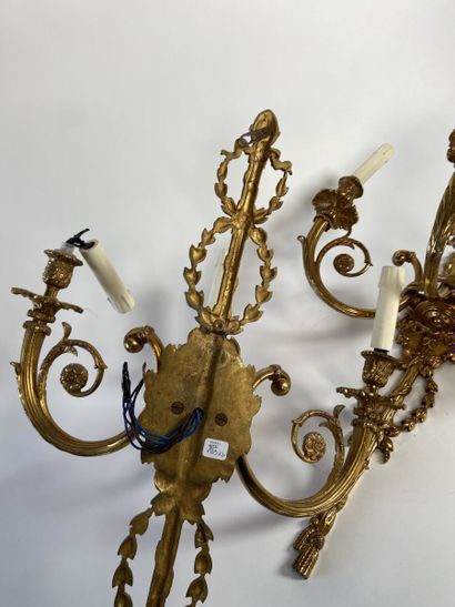 Pair of ormolu sconces with three arms of...