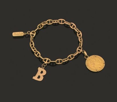 Bracelet articulé en or jaune 750 millièmes,...