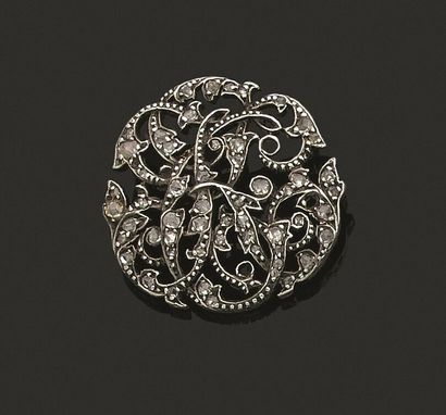 Broche de forme ronde en argent 925 millièmes...