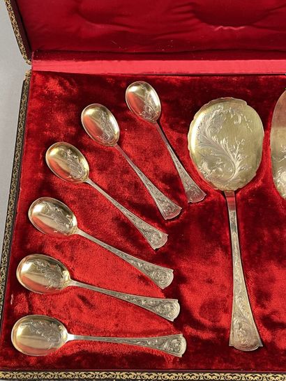 Service à glace en vermeil 950 millièmes,...