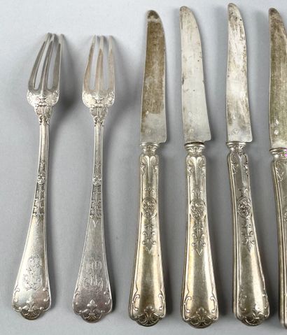 Lot de couverts en argent 950 millièmes,...