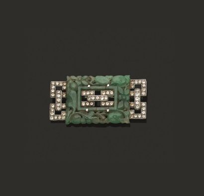 Broche en or gris 750 millièmes et platine...