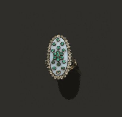 Bague en or jaune 750 millièmes et argent...