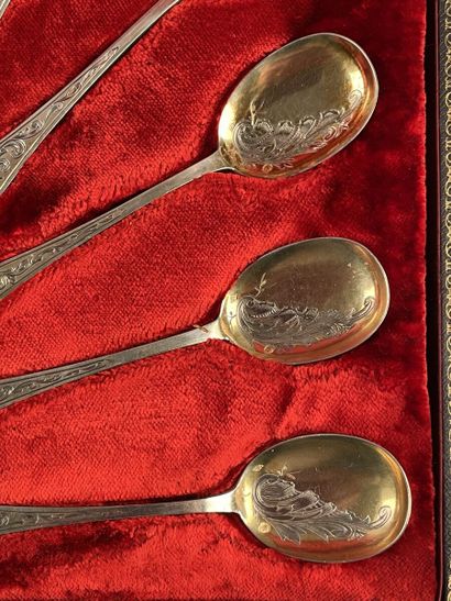 Service à glace en vermeil 950 millièmes,...