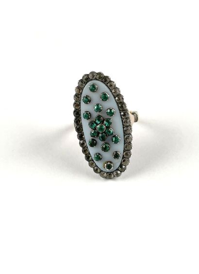 Bague en or jaune 750 millièmes et argent...
