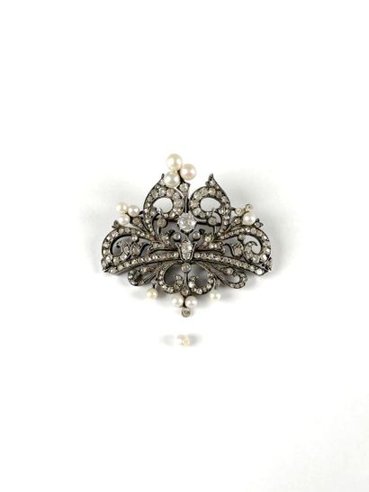 Broche en argent 925 millièmes et or 750...