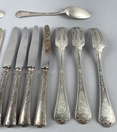 Lot de couverts en argent 950 millièmes,...