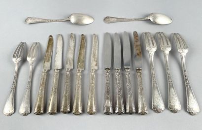 Lot de couverts en argent 950 millièmes,...