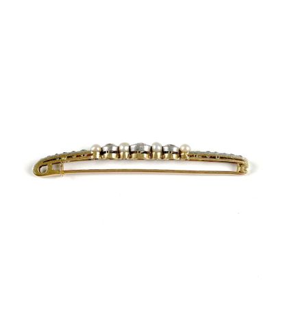 Broche barrette en or 750 millièmes de deux...