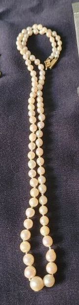 Collier de quatre-vingt-sept perles de culture...