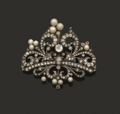 Broche en argent 925 millièmes et or 750...