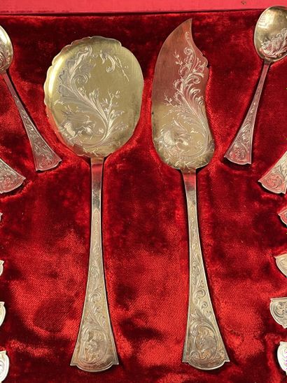 Service à glace en vermeil 950 millièmes,...