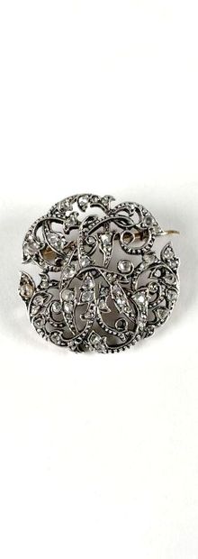 Broche de forme ronde en argent 925 millièmes...