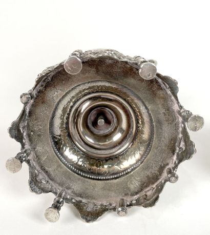 Paire de pots couverts en argent 800 millièmes...