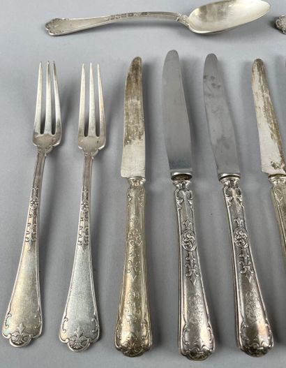 Lot de couverts en argent 950 millièmes,...