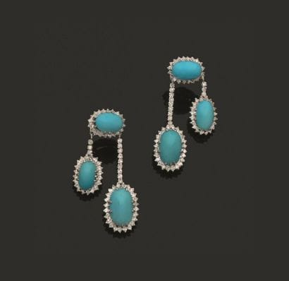 Paire de pendants d'oreilles en argent 800...
