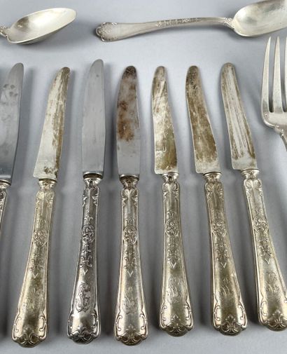 Lot de couverts en argent 950 millièmes,...