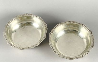 Paire de jattes rondes en argent uni 800...