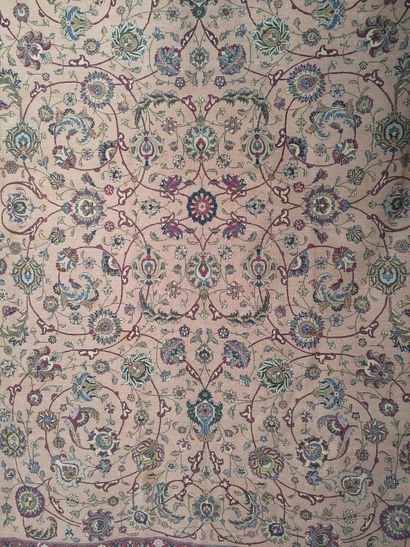Tapis Tebriz laine et soie (chaîne et trame...