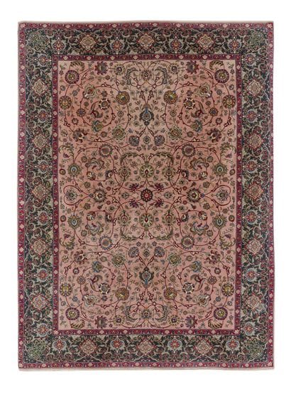 Tapis Tebriz laine et soie (chaîne et trame...