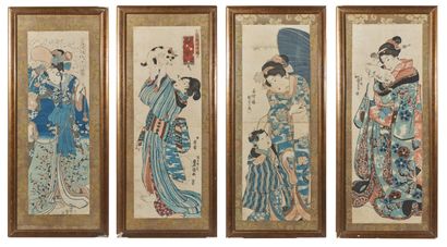 Ensemble de quatre double oban tate-e :
Utagawa...