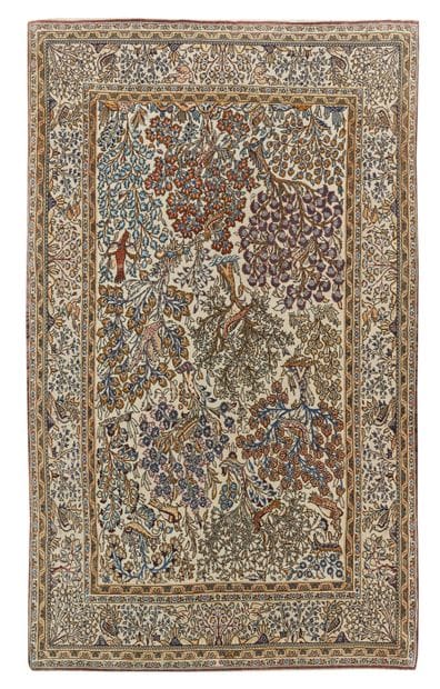 Tapis Ghoum en laine et soie (chaîne et trame...