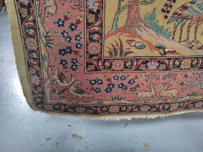 Tapis Tebriz (chaîne et trame en coton, velours...