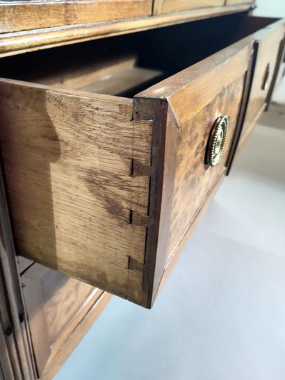 Mottled and molded mahogany chest of drawers,...