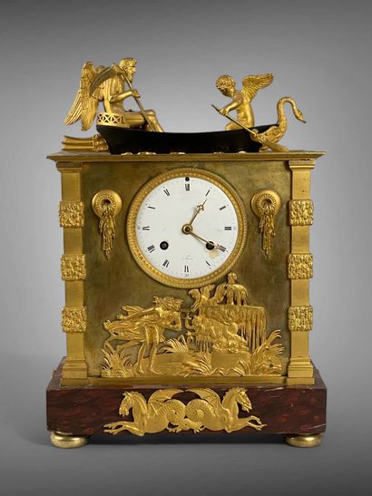 Pendule à l'Amour et au Temps, en bronze...