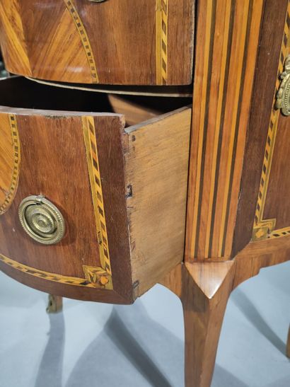 A half-moon-shaped rosewood and satinwood...