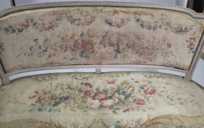 Six armchairs and a sofa in molded, carved...