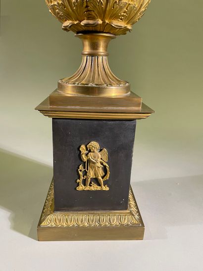 Suite de quatre vases Médicis en bronze doré...