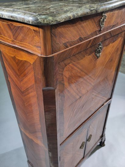 Rosewood and rosewood flap desk, with butterfly-wing...