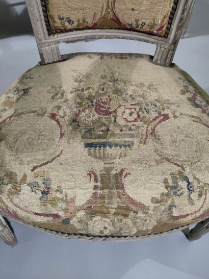 Six armchairs and a sofa in molded, carved...