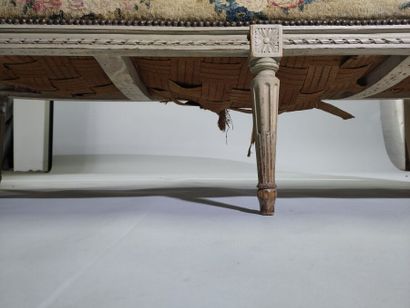 Six armchairs and a sofa in molded, carved...