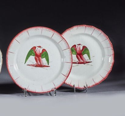 SAINT-CLÉMENT
Set of two earthenware plates,...