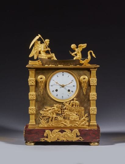 Pendule à l'Amour et au Temps, en bronze...