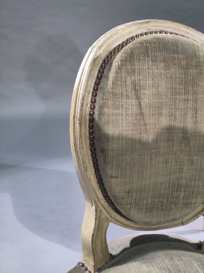 Three molded and painted wood chairs with...