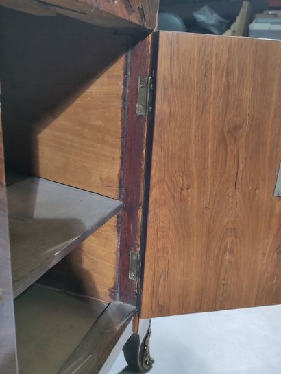 Rosewood and rosewood flap desk, with butterfly-wing...