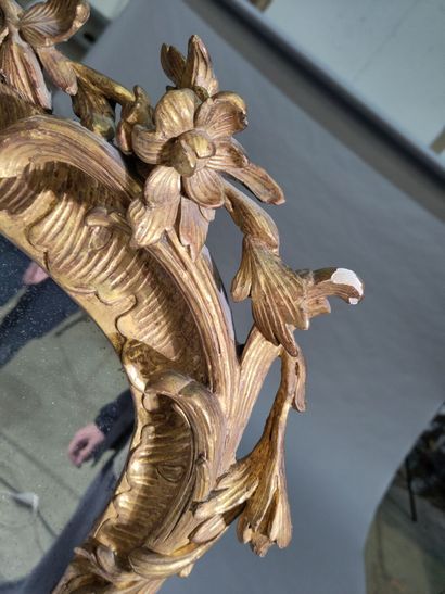 Large molded, carved and gilded wood mirror...