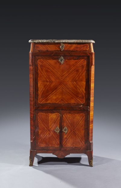 Rosewood and rosewood flap desk, with butterfly-wing...