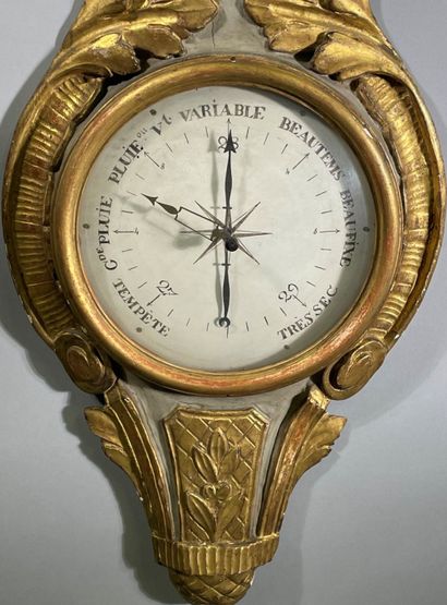 Barometer-thermometer in green lacquered...